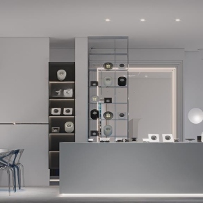 现代灯光展厅3D模型下载